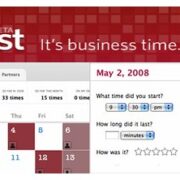 A red and white screen with several times displayed.