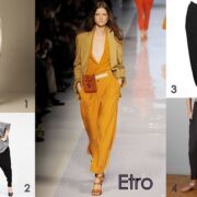 A bunch of different types of clothes on the runway