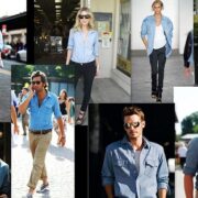 A collage of men wearing different styles of clothes.