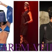 A collage of three different women in costumes.