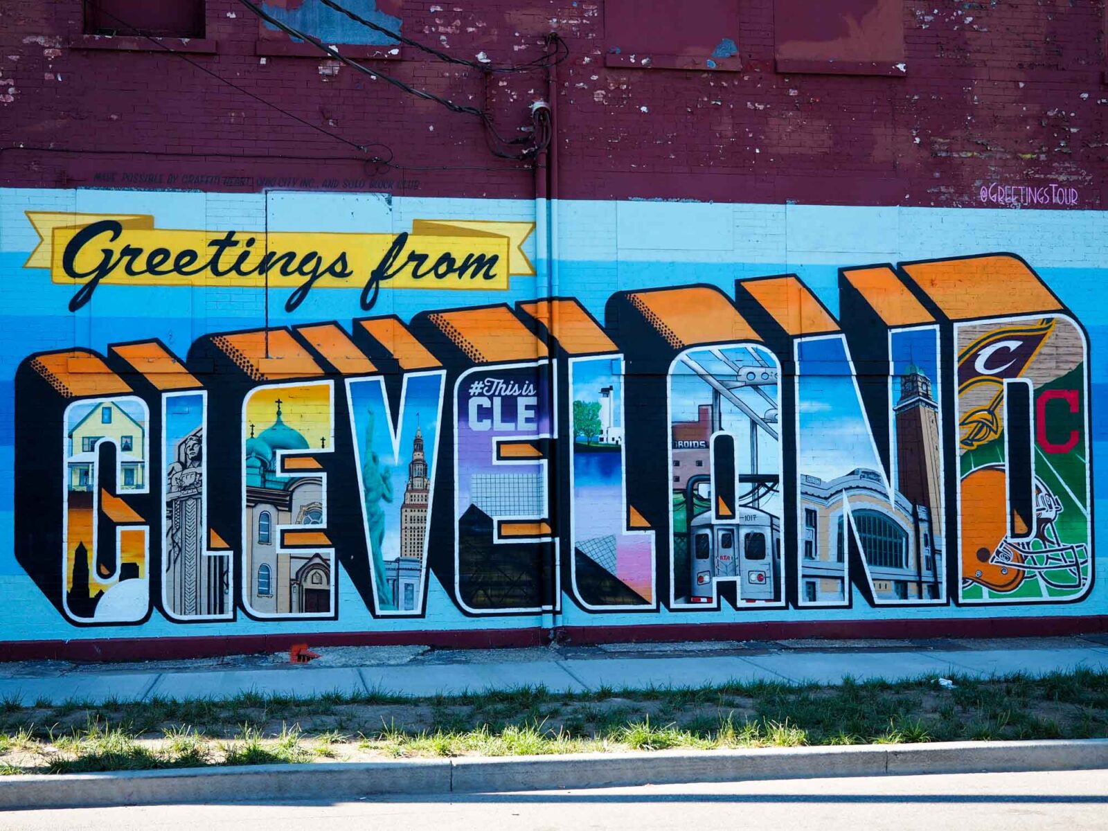 A mural of cleveland written in the style of graffiti.