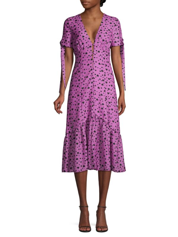 A purple dress with flowers on it